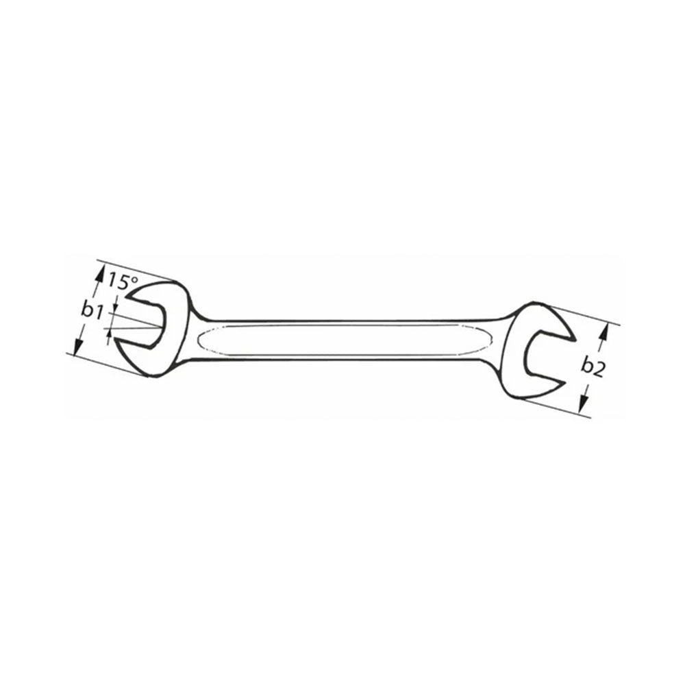 Double open ended spanner, chrome-plated