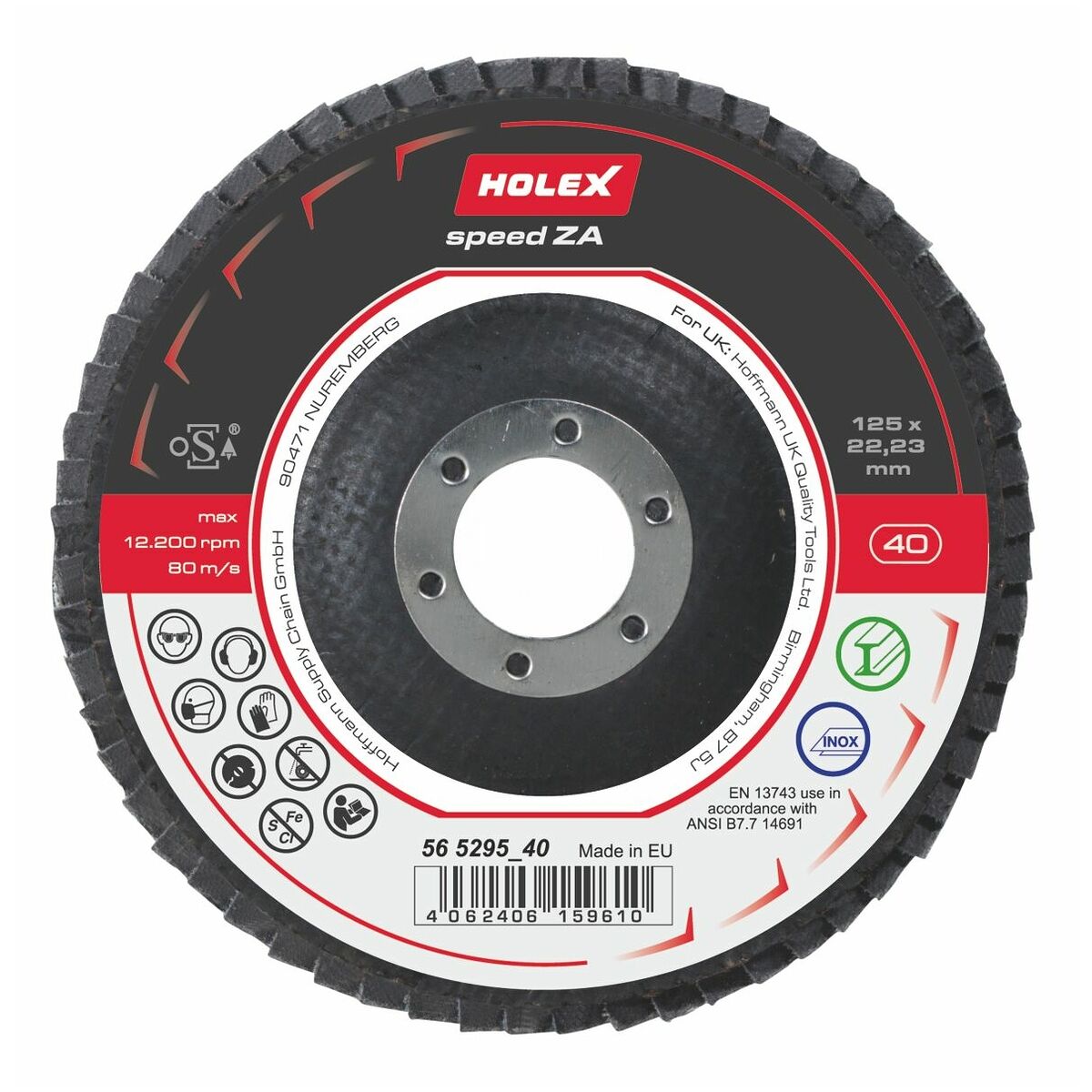 Abrasive flap disc speed ZA, flat, ⌀ 115 mm, Grit: 40