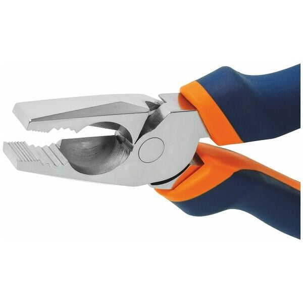 Heavy-duty combination pliers, chrome-plated, with two-component grips