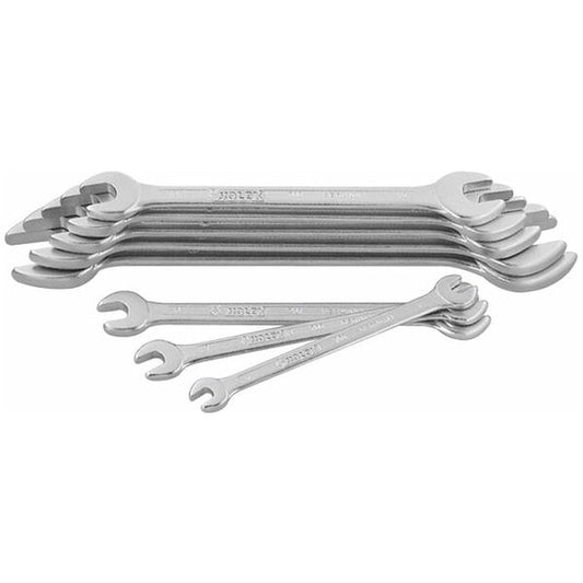 Double open ended spanner set, chrome-plated
