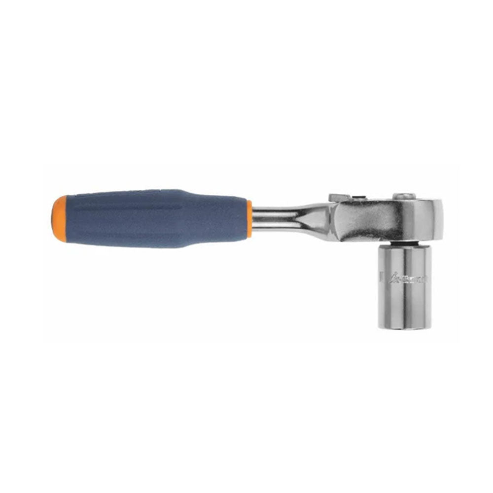 Reversible hand ratchet, with 1/4 inch square drive, with ejector, 10° working angle, 115 mm long, chrome-plated