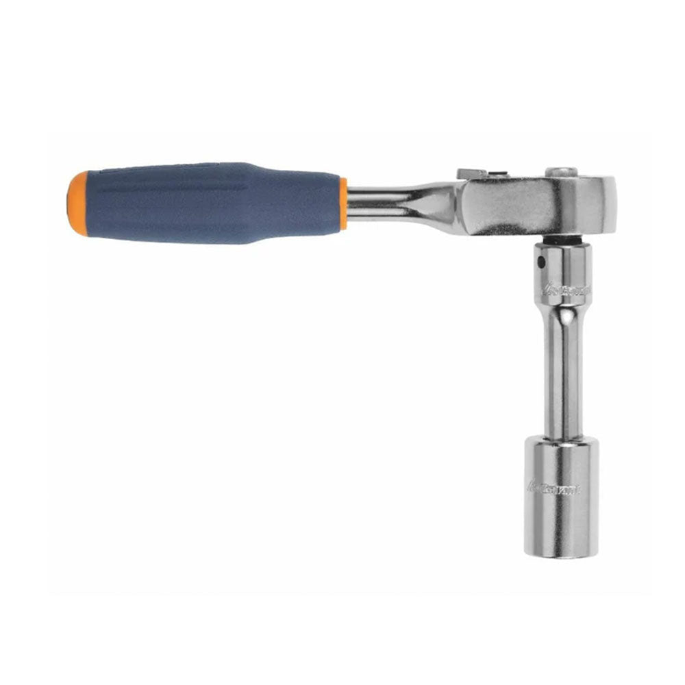 Reversible hand ratchet, with 1/4 inch square drive, with ejector, 10° working angle, 115 mm long, chrome-plated