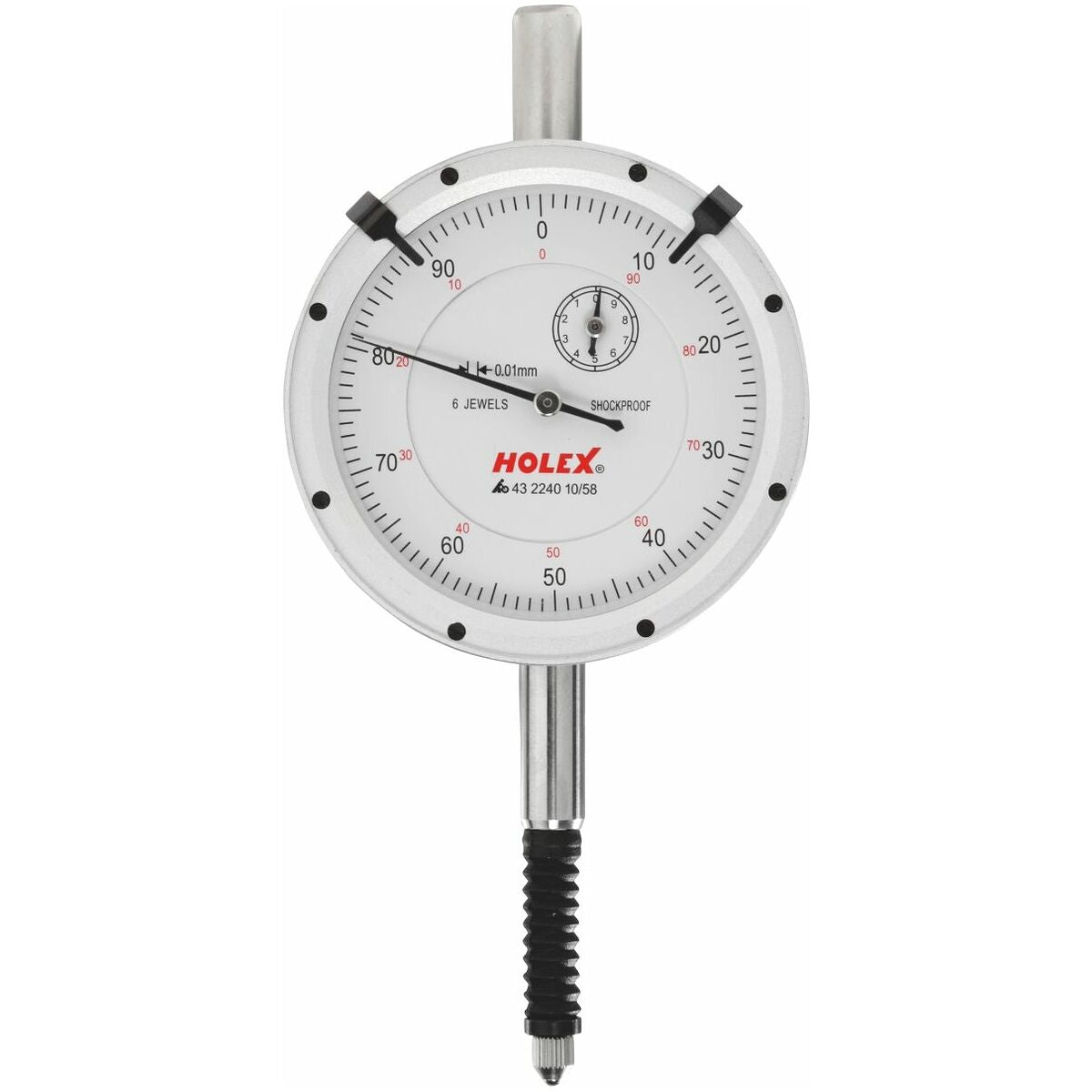Dial indicator IP54, shock-resistant, Measuring range / Body ⌀: 10/58mm
