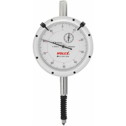 Dial indicator IP54, shock-resistant, Measuring range / Body ⌀: 10/58mm