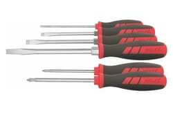 Screwdriver set, 6 pieces for slot-head and Pozidriv 4/2