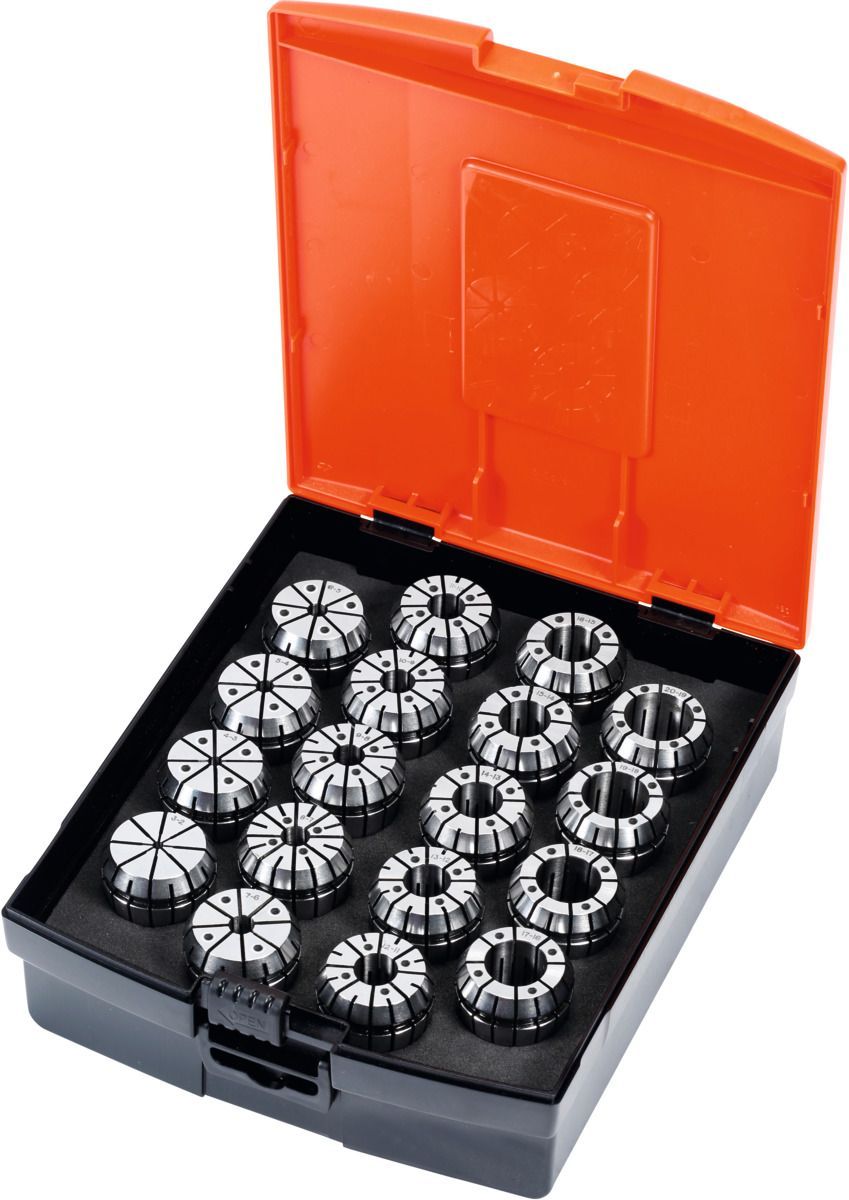 ER collet set 15 pieces 2−16 mm with seal