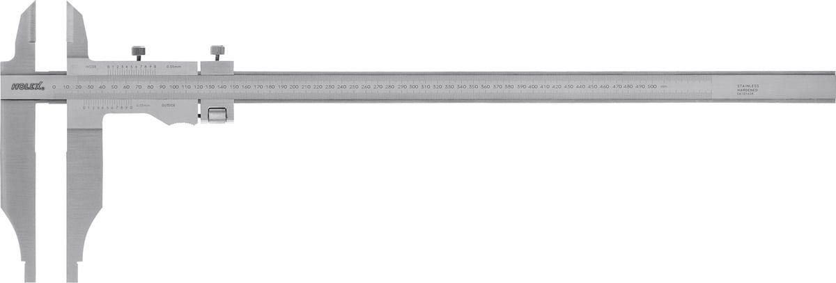 Workshop vernier caliper with parallax-free reading and fine adjustment 300 mm