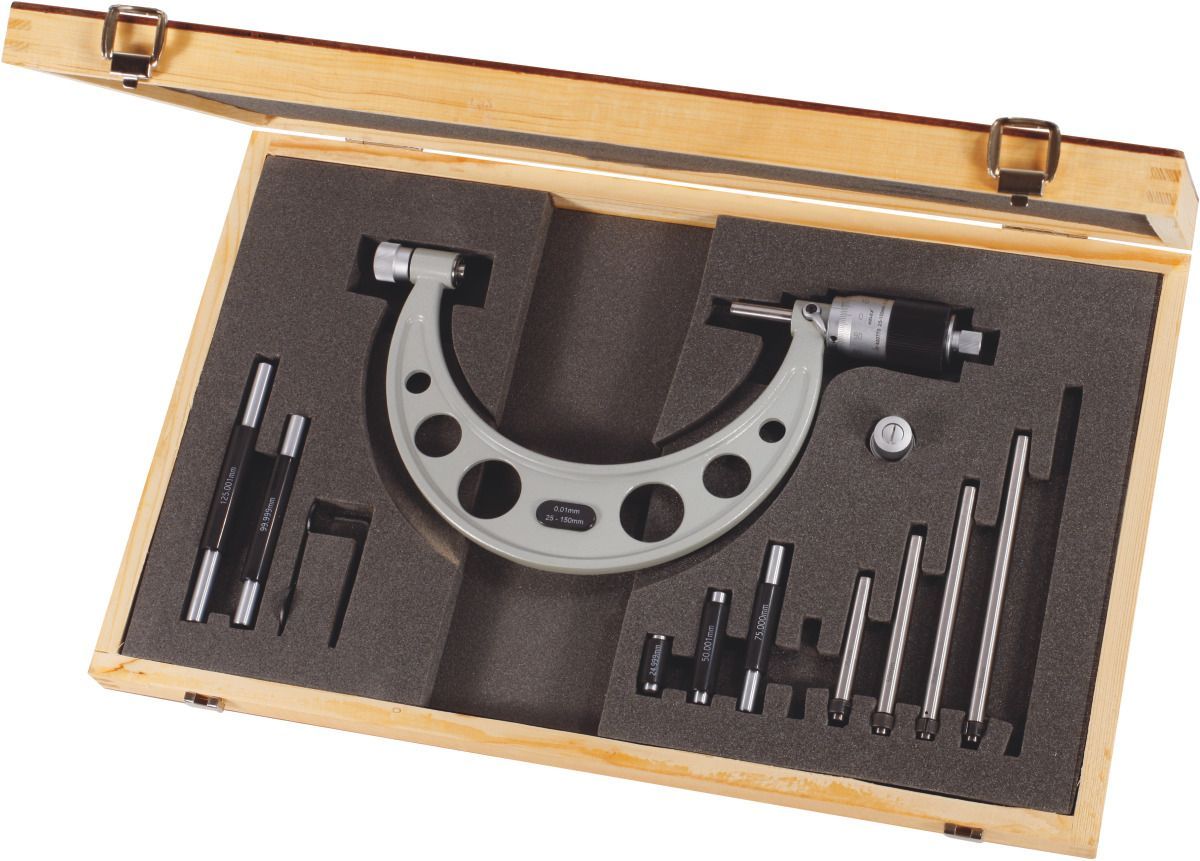 Large external micrometer 1/100 graduations 25-150 mm