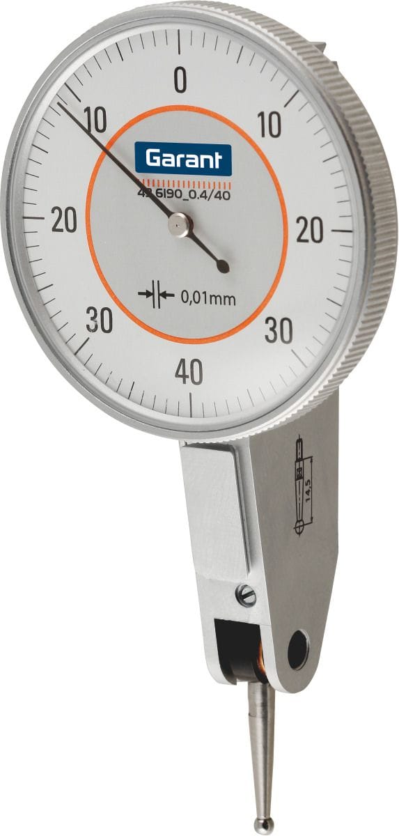 Lever dial indicator contact point length 14.5 mm 0,4/40 mm