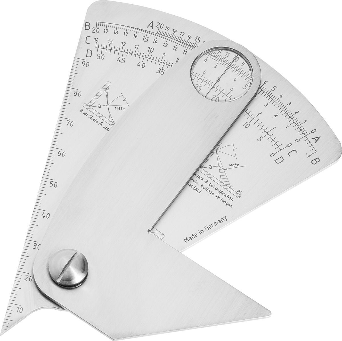 Weld seam gauge with ABCD scale