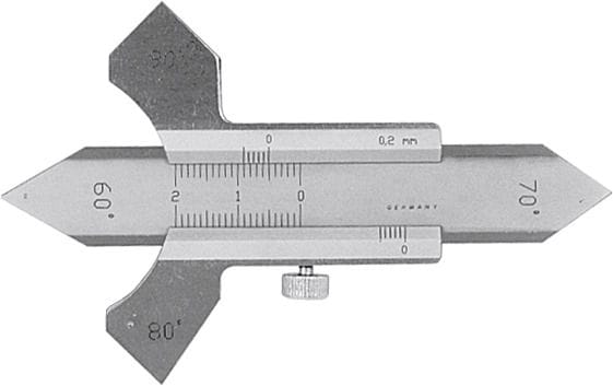 Weld seam gauge with slide, stainless steel