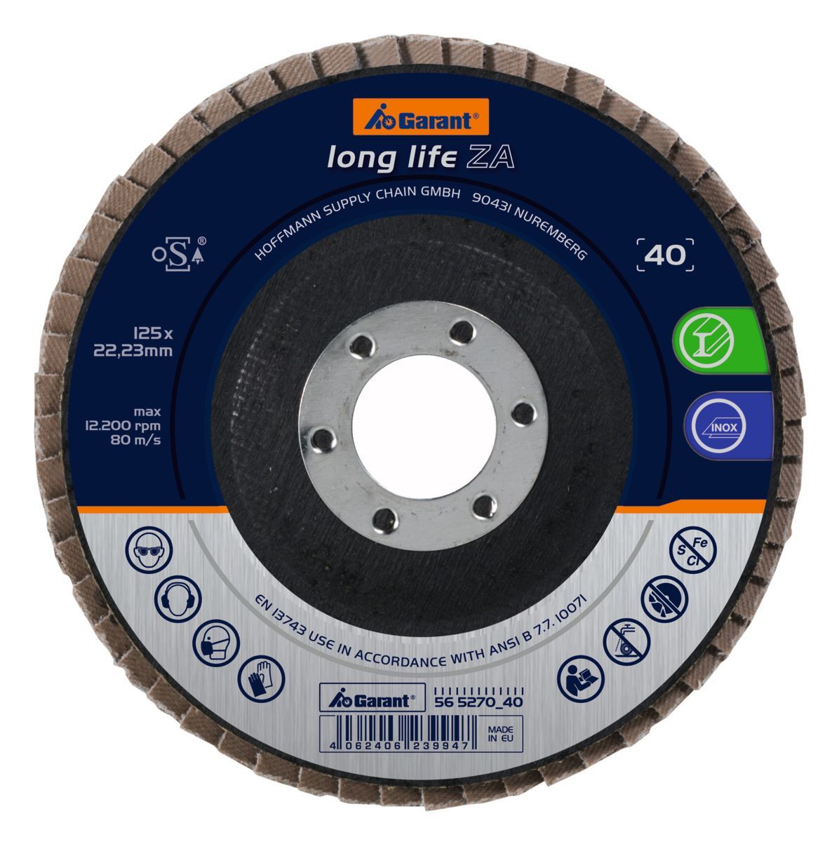 Abrasive flap disc long life ZA, flat 40