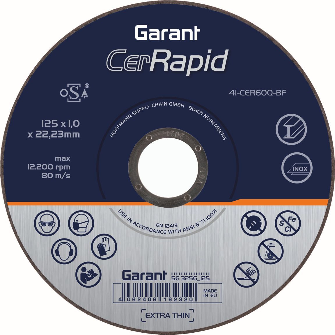 CerRapid cutting disc EXTRA THIN, steel, INOX 125 mm