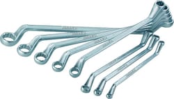 Double-ended ring spanner set, deeply cranked 8