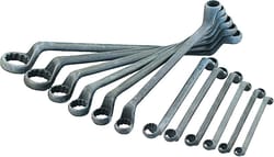 Double-ended ring spanner set, deeply cranked 13