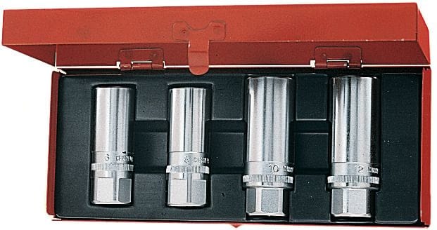 Stud extractor set, 4 pieces, 6 − 12 mm in a sheet steel case