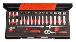 Socket set with long sockets and bits, 1/4 inch square drive 35 pieces 6