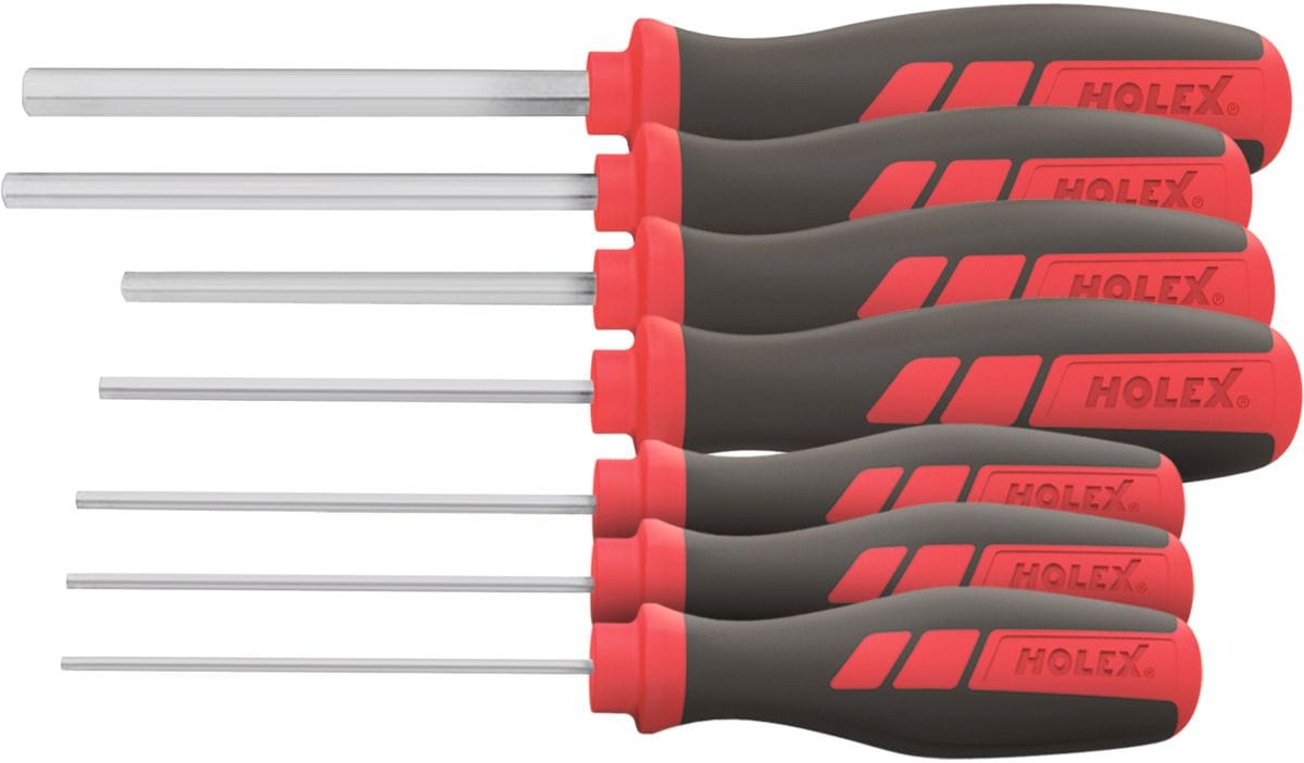 Hexagon screwdriver set, straight, with power grip 7