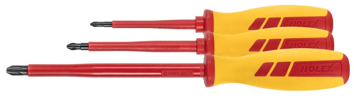 Electrician&rsquo;s screwdriver set for Pozidriv fully insulated 3