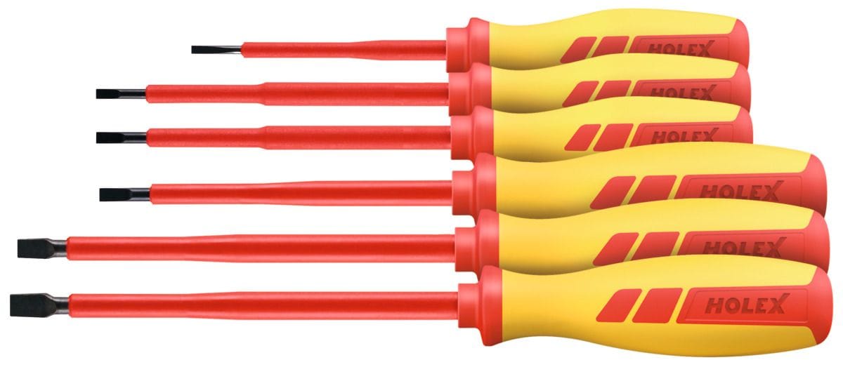 Electrician's screwdriver set for slot-head fully insulated 6