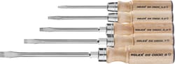 Screwdriver set for slot-head, with wooden handle 5