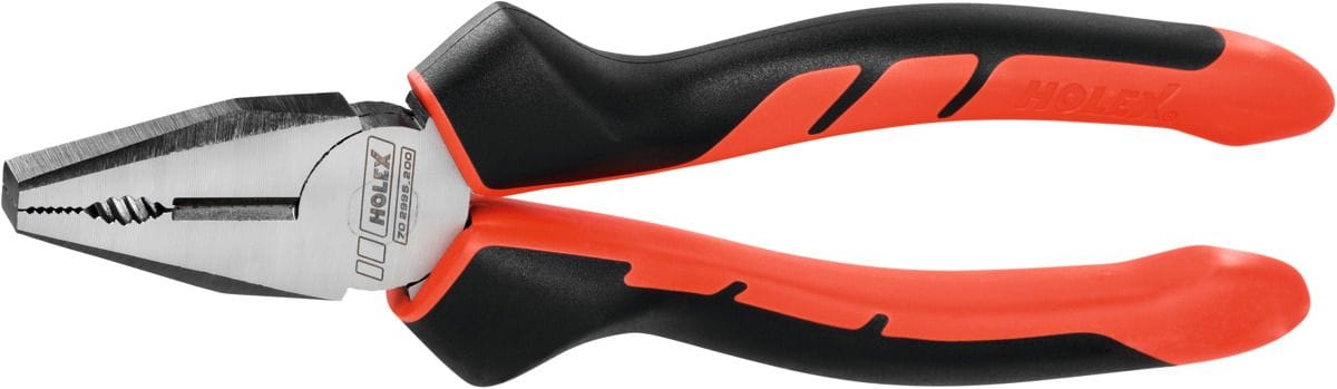 Vanadium combination pliers, bright finished, with two-part grips 200 mm