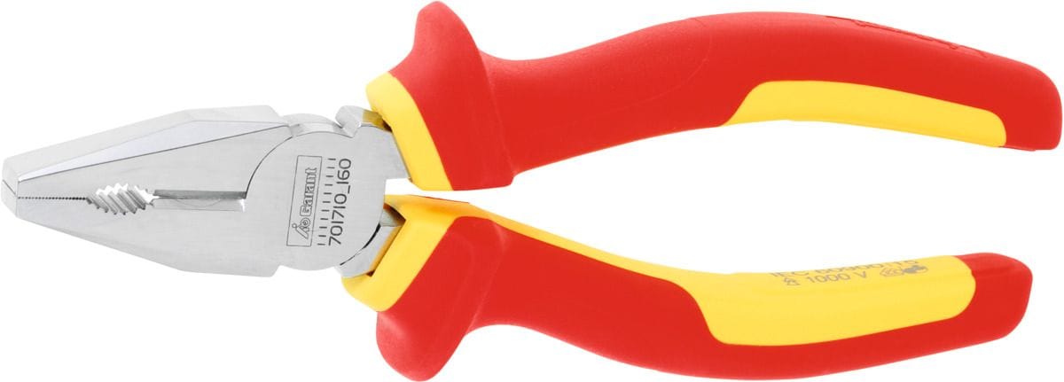 Vanadium steel combination pliers, chrome-plated VDE insulated 160 mm