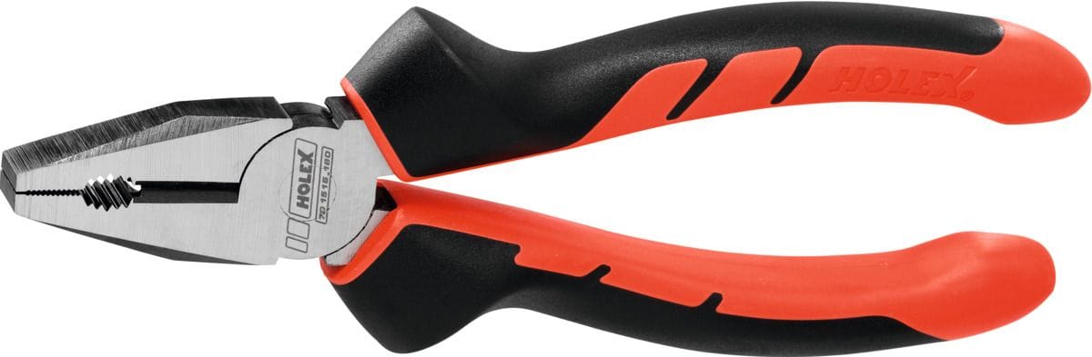 Combination pliers, bright finish, with two-part grips 180 mm