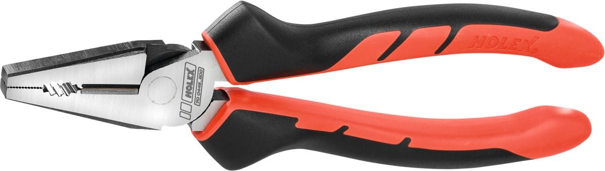 Heavy-duty combination pliers, bright finish, with two-part grips 200 mm