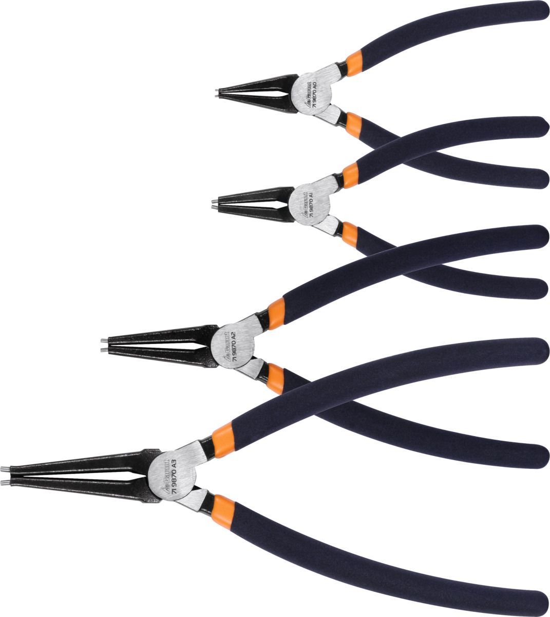 Precision circlip pliers set, 4 pieces for external circlips 4