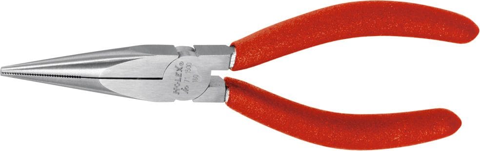 Long snipe nose pliers, bright finished 160 mm