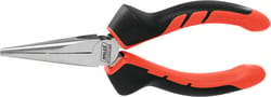 Long snipe nose pliers, bright finished, with coated grips 160 mm