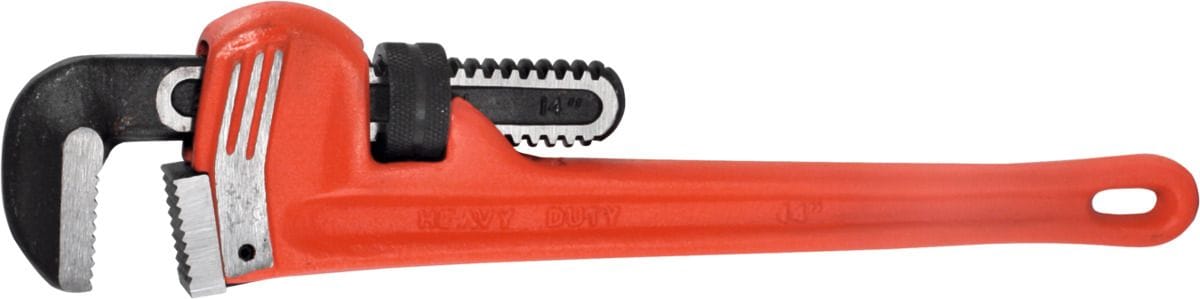 Pipe wrench for one-handed operation,with cast iron handle 1.1/2 in