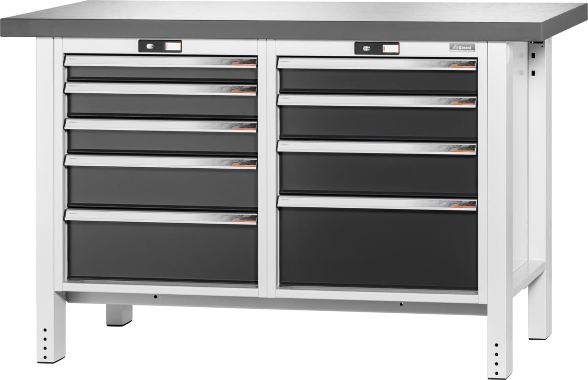 Workbench, 9 drawers, Eluplan worktop, dark 1500 mm