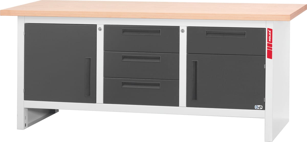 Workbench with 4 drawers and 2 swing doors 2000 mm