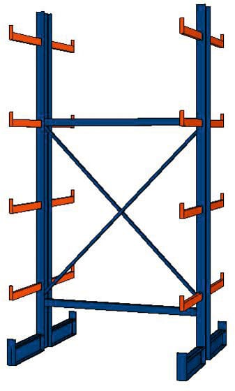 Cantilever arm rack, double-sided 1250 mm