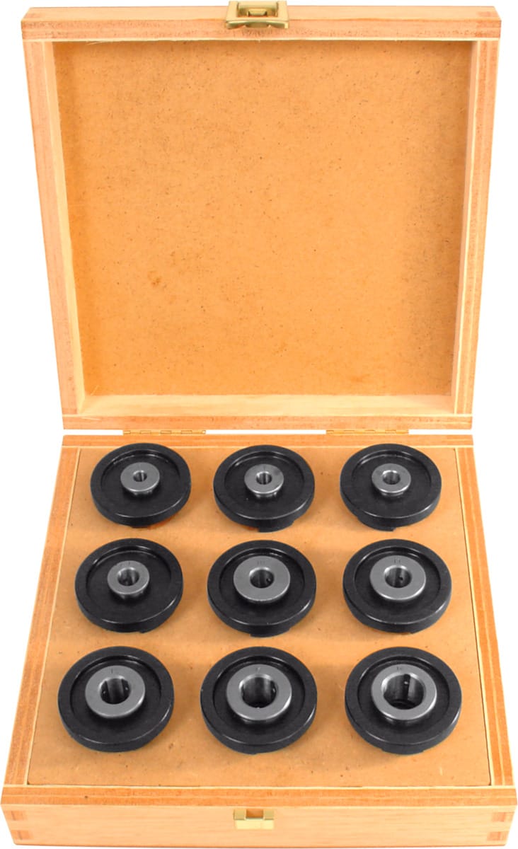 Quick-change collet set without safety slip clutch, 9 pieces